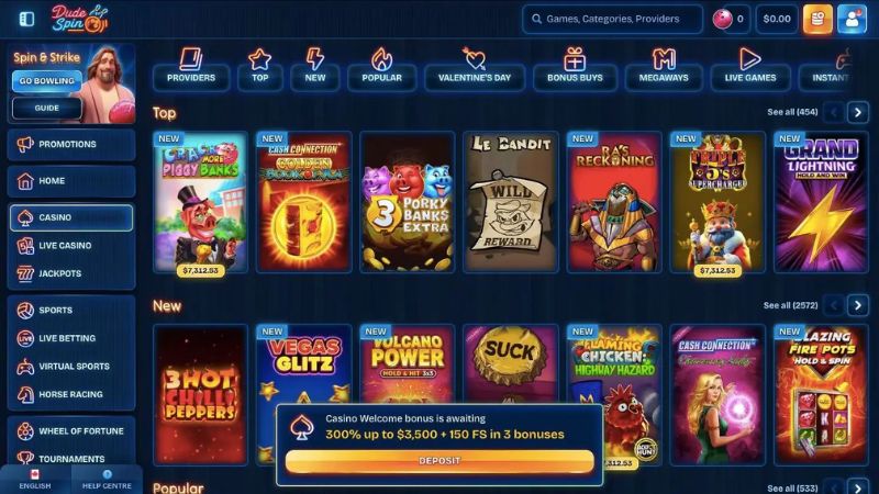 DudeSpin Casino zrzut ekranu