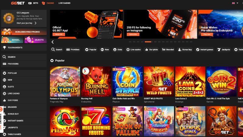 GGbet Casino zrzut ekranu